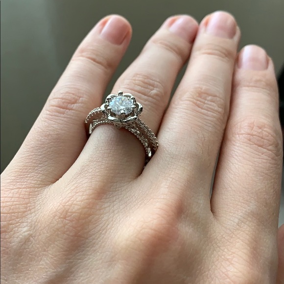 Silver Rings Round Cut White Sapphire Wedding - Picture 7 of 11